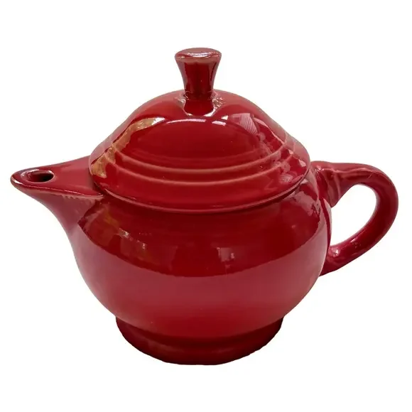 Vintage Fiesta 2 Cup Teapot & Lid Rare Scarlet Red Made In USA HLC Intro 2004 - Picture 2 of 11
